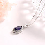 925 Silver Amethyst Zircon Pendant Necklace for Women