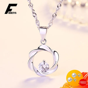S925 Silver Necklace with Zircon Pendant for Women