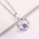 S925 Silver Necklace with Zircon Pendant for Women