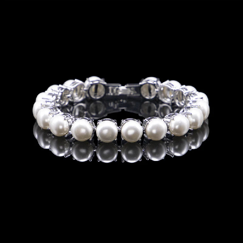 925 Silver Pearl Bracelet Hand Ornaments Wedding Gift