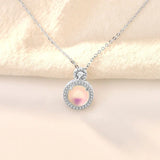 Moonstone Zircon Pendant Necklace S925 Silver Jewelry for Women