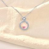 Moonstone Zircon Pendant Necklace S925 Silver Jewelry for Women