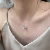 Moonstone Zircon Pendant Necklace S925 Silver Jewelry for Women