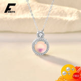 Moonstone Zircon Pendant Necklace S925 Silver Jewelry for Women