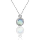 Moonstone Zircon Pendant Necklace S925 Silver Jewelry for Women