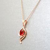 Silver Oval Ruby Pendant Necklace 925 Jewelry Women Accessories