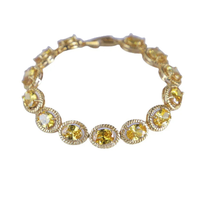 925 Silver Bracelet with Citrine Gemstone for Women Party Gift