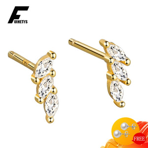 Silver 925 Zircon Stud Earrings for Women Wedding Party