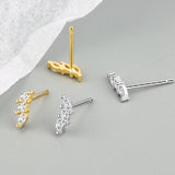 Silver 925 Zircon Stud Earrings for Women Wedding Party