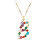 S925 Silver Necklace with Colorful Zircon Gemstone Letter Pendant