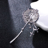 Hollow Dandelion CZ Zircon Brooch Silver Wedding Pin