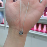 925 Silver Sparkling Flower Necklace Women Fine Jewelry