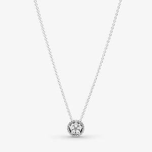 925 Silver Sparkling Flower Necklace Women Fine Jewelry