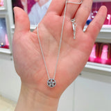 925 Silver Sparkling Flower Necklace Women Fine Jewelry