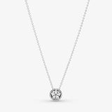 925 Silver Sparkling Flower Necklace Women Fine Jewelry