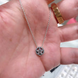 925 Silver Sparkling Flower Necklace Women Fine Jewelry
