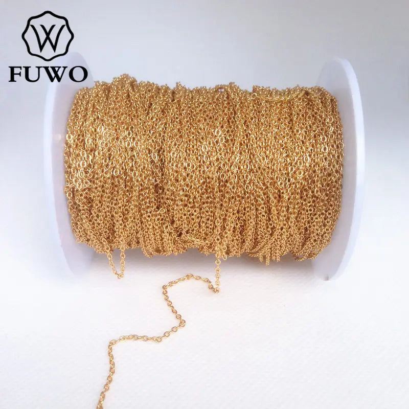 10M Brass Round O Chain 24k Dipped Anti-Tarnish Chain 1.5*2.0mm