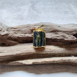 Green Tourmaline Pendant: Golden Plated Crystal Accessory PD413