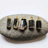 Green Tourmaline Pendant: Golden Plated Crystal Accessory PD413