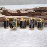 Green Tourmaline Pendant: Golden Plated Crystal Accessory PD413