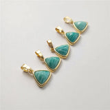 Natural Amazonite Triangle Pendant, Green Stone Jewelry Making PD288