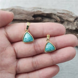 Natural Amazonite Triangle Pendant, Green Stone Jewelry Making PD288