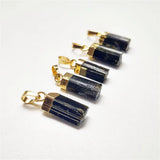 Green Tourmaline Pendant, Golden Plated Raw Stone Jewelry PD410
