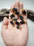 Green Tourmaline Pendant, Golden Plated Raw Stone Jewelry PD410