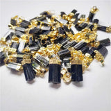 Green Tourmaline Pendant, Golden Plated Raw Stone Jewelry PD410