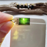 Green Tourmaline Pendant, Golden Plated Raw Stone Jewelry PD410