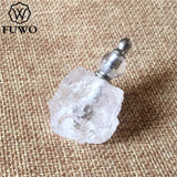 Irregular Perfume Bottle Pendant Quartz Gems Brass Jewelry PD321 2pcs