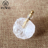 Irregular Perfume Bottle Pendant Quartz Gems Brass Jewelry PD321 2pcs