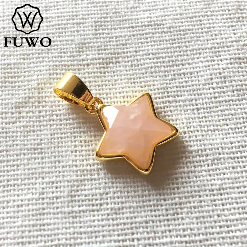 Mini Rose Quartz Star Pendant, Gold Plated Crystal Accessories