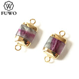 Natural Fluorite Connecter Pendant Geometric Semi Precious Jewelry
