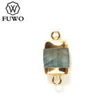 Natural Fluorite Connecter Pendant Geometric Semi Precious Jewelry