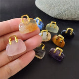 Rose Quartz Bag Shaped Pendant - Healing Crystal Jewelry PD403