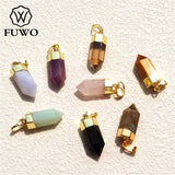 Semi-precious Stones Point Pendant Silver Bullet Shape Quartz PD-125