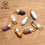 Semi-precious Stones Point Pendant Silver Bullet Shape Quartz PD-125