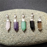Semi-precious Stones Point Pendant Silver Bullet Shape Quartz PD-125