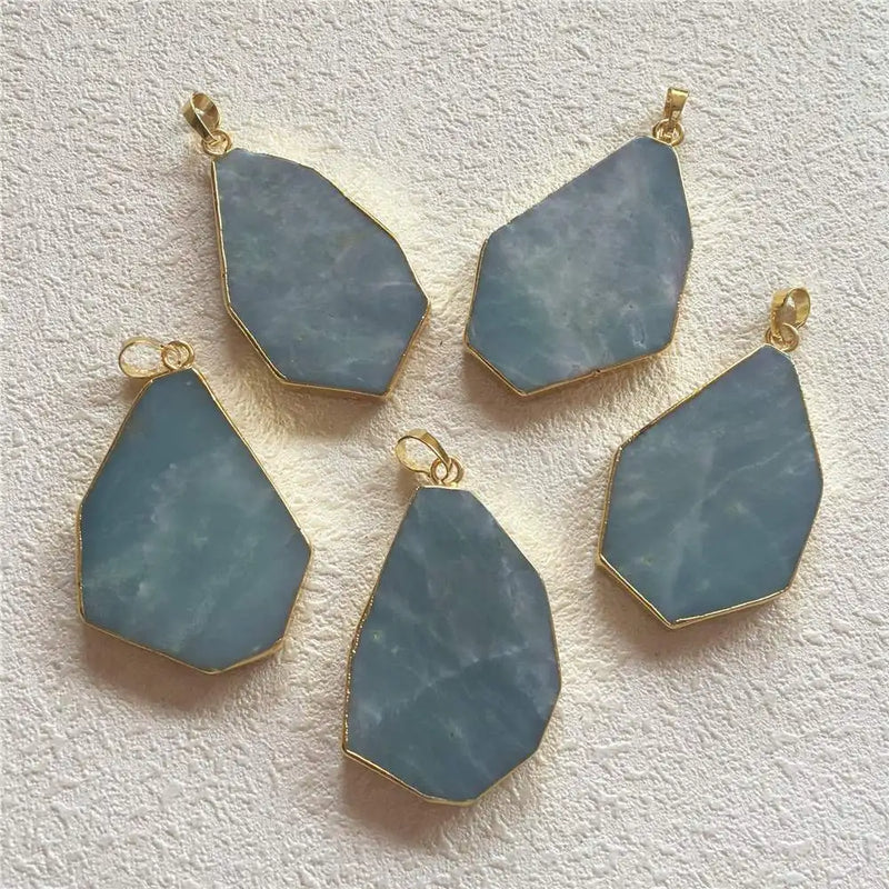 Irregular Shape Amazonite Pendant Necklace Crafts PD338