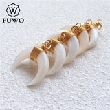 Crescent Moon Shell Pendants Brass Wire Wrap Mother of Pearl For Chokers