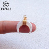 Crescent Moon Shell Pendants Brass Wire Wrap Mother of Pearl For Chokers