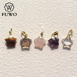 Tiny Star Crystal Quartz Pendant 24K Electroplated Semi-precious Stone