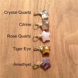 Tiny Star Crystal Quartz Pendant 24K Electroplated Semi-precious Stone