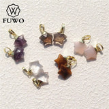 Tiny Star Crystal Quartz Pendant 24K Electroplated Semi-precious Stone