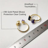 Tourmaline & Amethyst Double Stone Rings Gold Plated Jewelry