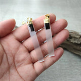Selenite Bar Pendants With Tourmaline Charm Crystal Blade 5PCS