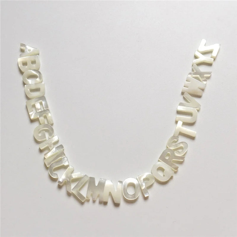 Mother Of Pearl Letter Beads For DIY Jewelry Making 26 pcs/lot