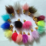 19 Colors Mini Pompon Faux Rabbit Fur Ball Jewelry Pendant Bag Chain Tassel