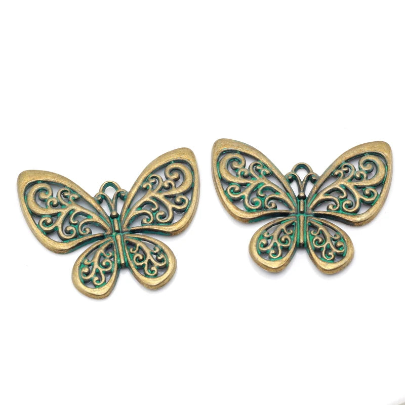 FVRVENT 20pcs Antique Green Bronze Butterflys Pendants Charms for Jewelry Making